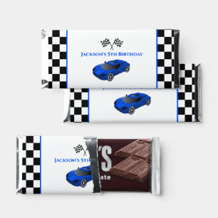 Blue Race Car Party Hershey Bar Favors