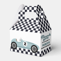 Blue Race Car Racing Birthday Party Checkered Favor Boxes
