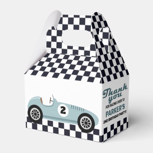 Blue Race Car Racing Birthday Party Checkered Favor Boxes