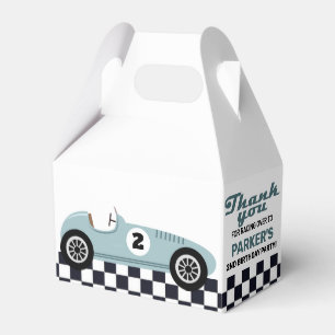 Blue Race Car Racing Checkered Birthday Party Favor Boxes