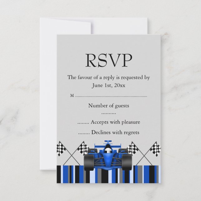 Blue Race Car RSVP (Front)