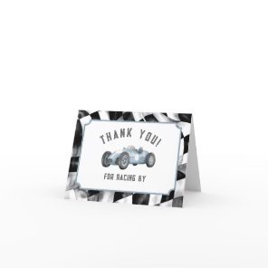 Blue Race Car Thank You Card Birthday Party