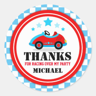 Blue Race Car Thank You Favor Tag