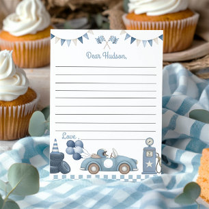 Blue Race Car Time Capsule Note Message Card