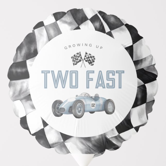 Blue Race Car Two Fast 2nd birthday party Balloon (Front)