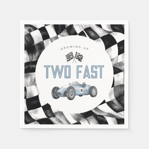 Blue Race Car TWO Fast 2nd birthday party Napkins
