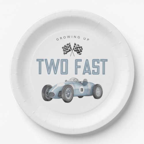 Blue Race Car Two Fast 2nd birthday party Paper Plates