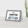 Blue Race Car Two Fast Boy Birthday Party Thank You Card