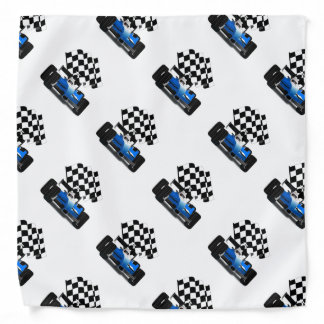Blue Race Car with Checkered Flag Bandana