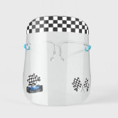 Blue Race Car with Checkered Flag Face Shield (Front)