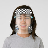 Blue Race Car with Checkered Flag Face Shield (Insitu)