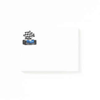 Blue Race Car with Checkered Flag Post-it Notes