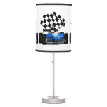 Blue Race Car With Checkered Flag Table Lamp at Zazzle