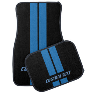 Blue Race Stripes   DIY Text Car Floor Mat