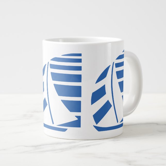 Blue Racing Boats Jumbo Coffee Mug (Front Right)