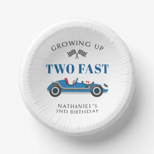 Blue Racing Car 2nd Birthday Paper Bowls