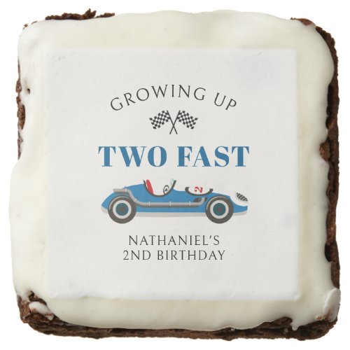 Blue Racing Car 2nd Birthday Personalize Brownie