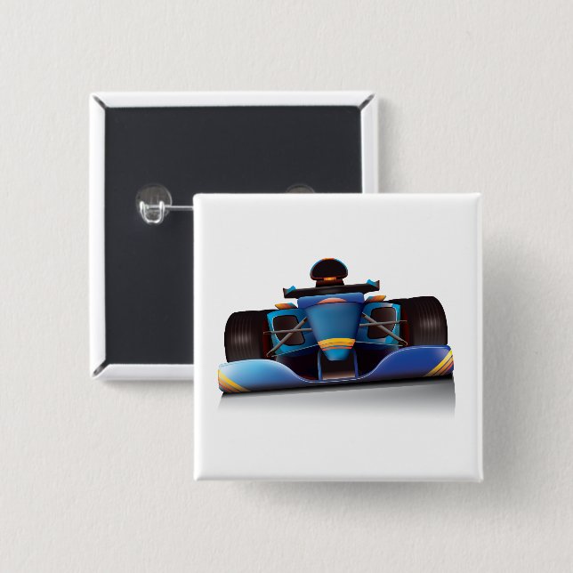 Blue Racing Car Button (Front & Back)