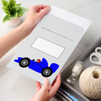 Blue Racing Car Design Any Colour Background Envelope Mailers