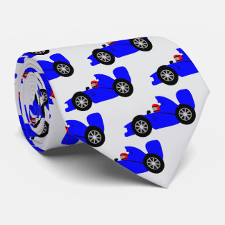 Blue Racing Car Design Neck Tie