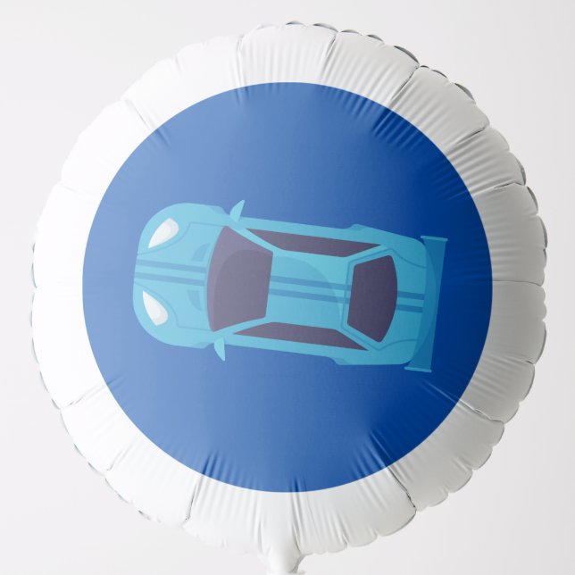 Blue Racing Car Racetrack Baby Boy Dedication Balloon (Front)