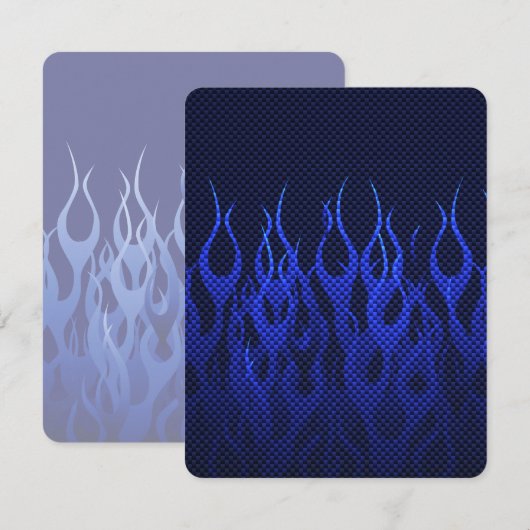 Blue Racing Flames on Carbon Fiber Print (Front/Back)