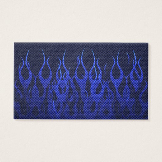 Blue Racing Flames on Carbon Fiber Print (Front)
