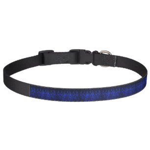 Blue Racing Flames on Carbon Fiber Print Pet Collar