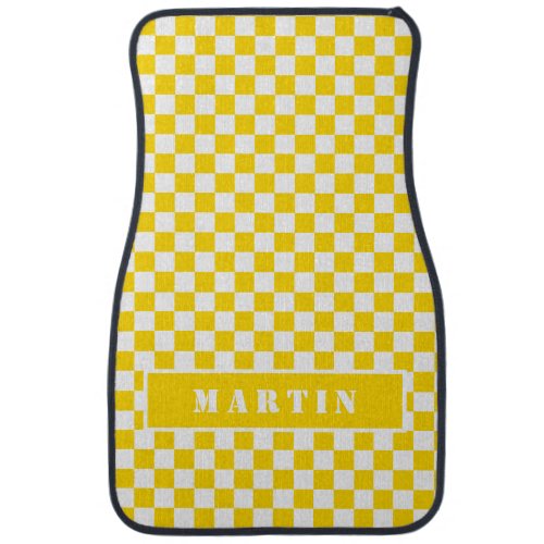 Blue Racing Karting Checkered Personalized Car Mat