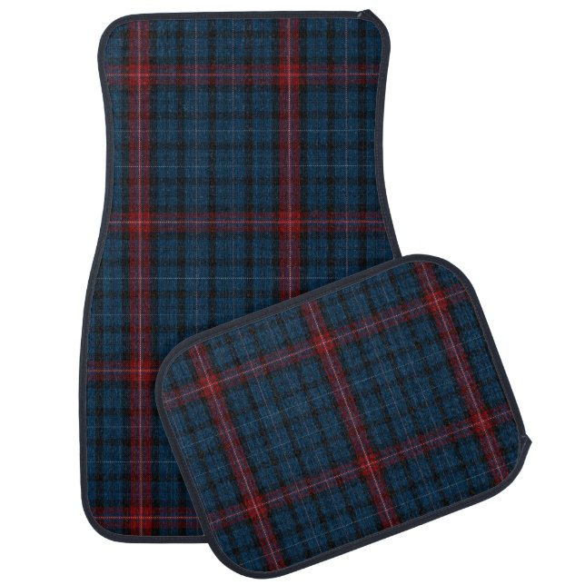 Blue Racing Karting Tartan Checkered Car Mat (Set)