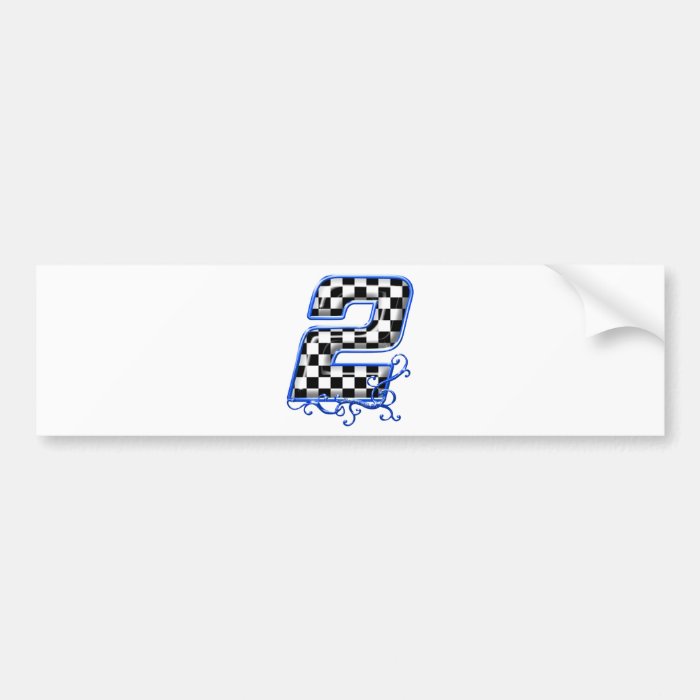blue racing number 2 bumper sticker