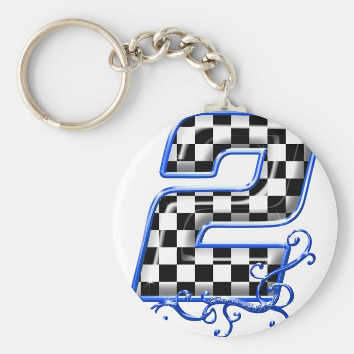 blue racing number 2 key chain