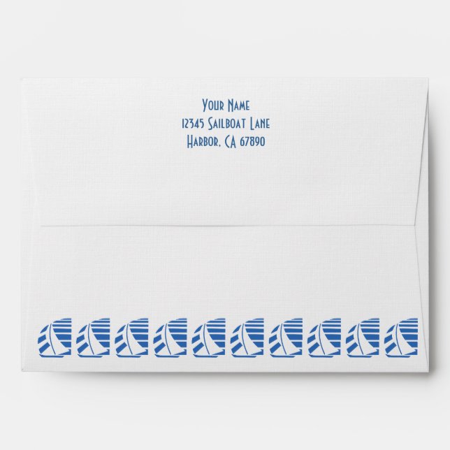 Blue Racing Sailboats Editable Envelope (Back (Top Flap))