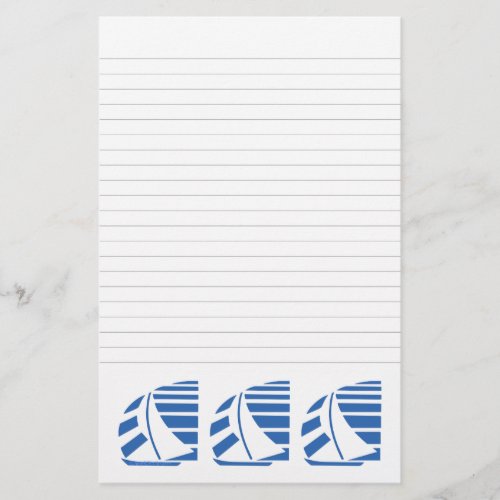 Blue Racing Sailboats Lined Stationery