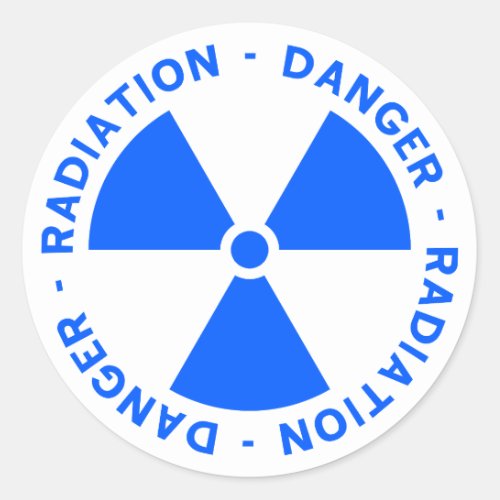 Blue Radiation Warning Classic Round Sticker
