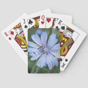 Blue Radicchio Flower N Bee Poker Cards