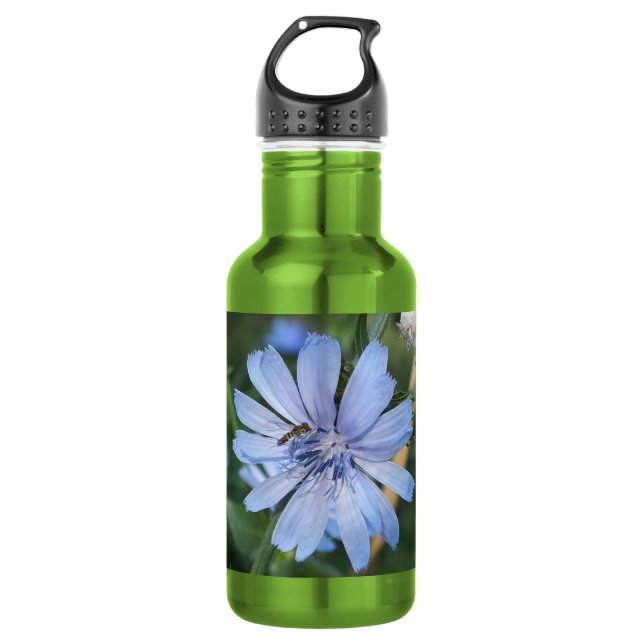 Blue Radicchio Flower Water Bottle (Front)