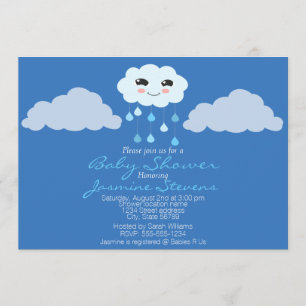 Blue Rain Cloud Baby Shower Invitation