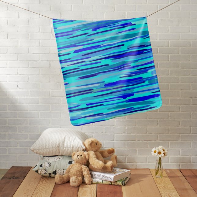 Blue Rain Drops Abstract Baby Blanket (In Situ)