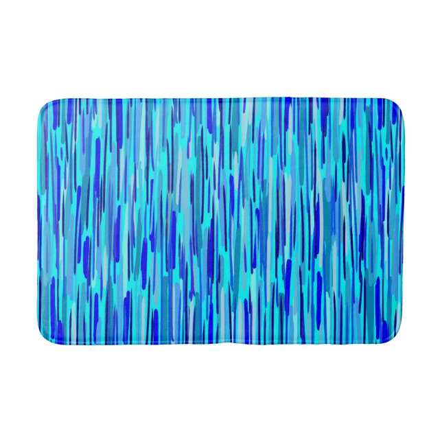 Blue Rain Drops Abstract  Bath Mat (Front)