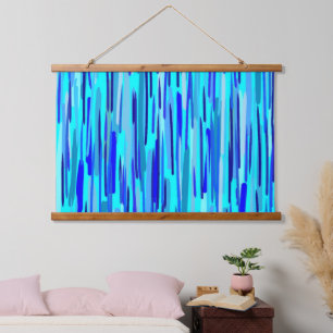 Blue Rain Drops Abstract Hanging Tapestry