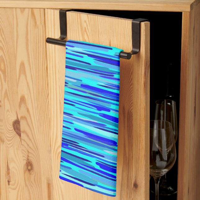 Blue Rain Drops Abstract  Kitchen Towel (Thirds Fold)