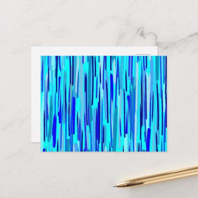 Blue Rain Drops Abstract  Postcard (Front/Back In Situ)