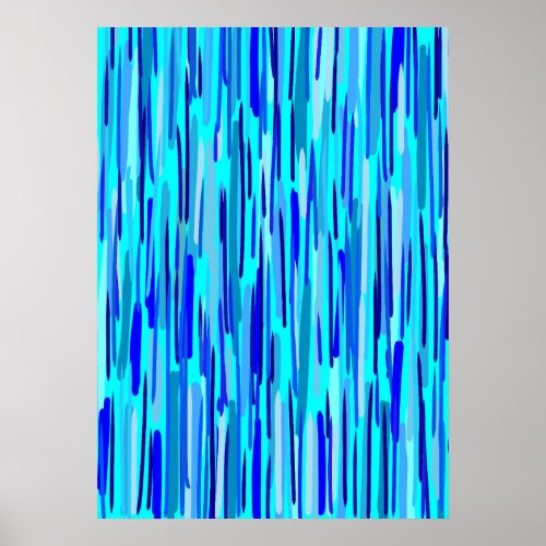 Blue Rain Drops Abstract  Poster