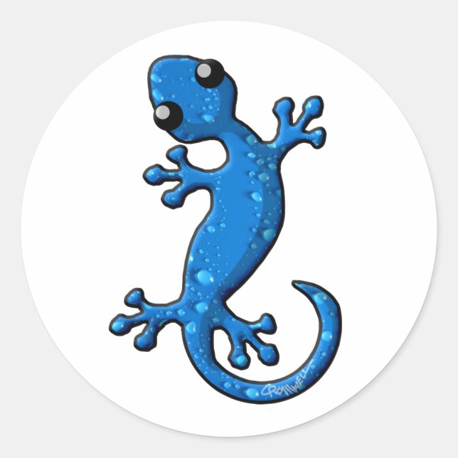 Blue Rain Gecko Lizard Classic Round Sticker (Front)