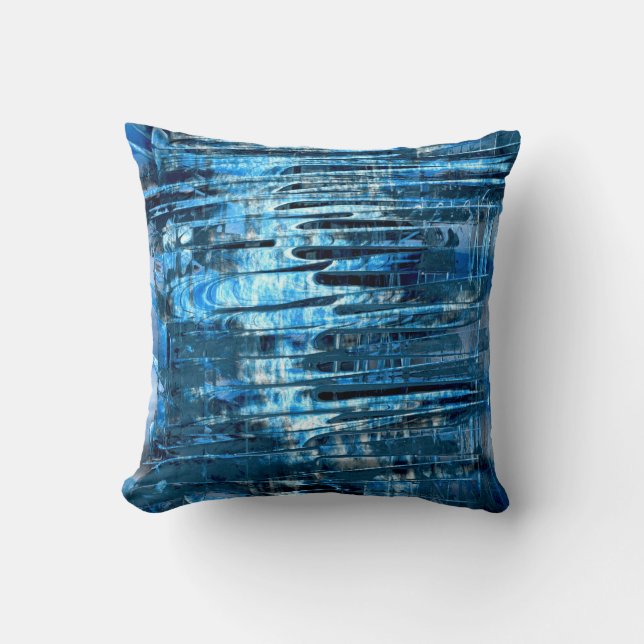 Blue Rain Throw Pillow (Front)