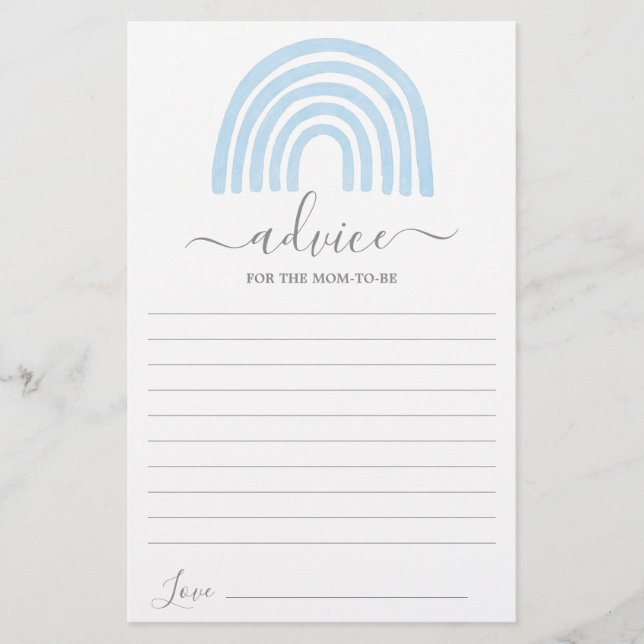 Blue Rainbow Advice for the Mom To Be card (Front)