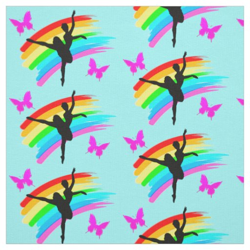 BLUE RAINBOW AND BUTTERFLY DANCER FABRIC