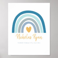 Blue Rainbow Baby Personalized Birth Stats Poster