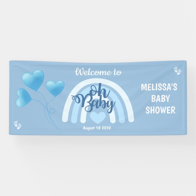 Blue Rainbow Baby Shower Banner (Horizontal)